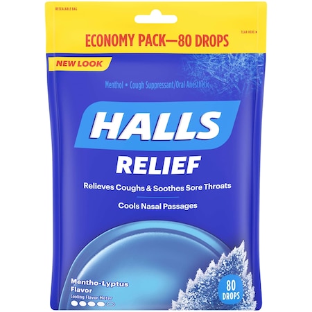 Halls Regular Menthol Lyptus Cough Drops 80 Count, PK12